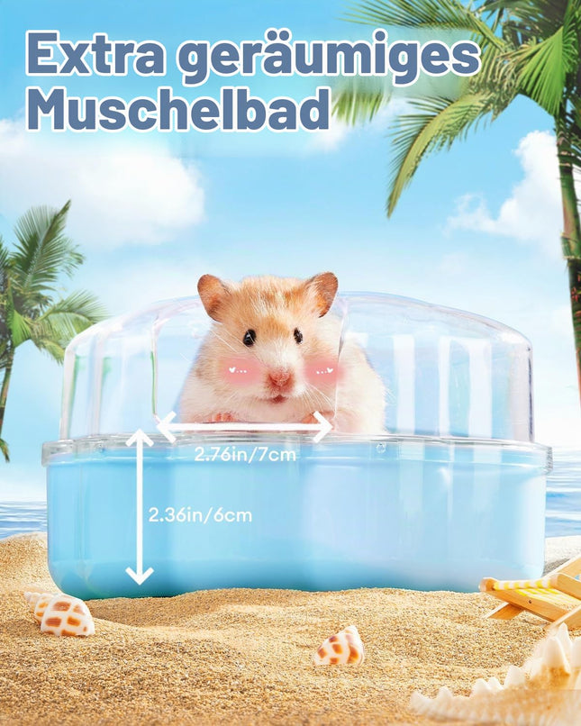 BUCATSTATE Hamster Sand Bathroom, Hamster Sand Bath Sandpit Toilet with Shovel Sand Dry Bath Container for Chinchilla, Golden Bears, Gerbil (STABERPINK-L)
