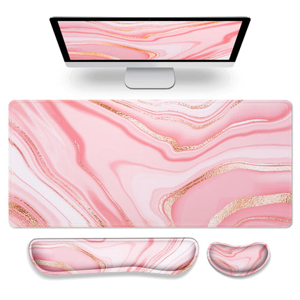 Gimars 4-in-1 XXL Gaming Mouse Mat with Gel Cushion, Ergonomic Wrist Rest Keyboard, 800 x 305 mm Mousepad, Table Mat, Gaming Accessories, Wrist Rest for PC, MacBook, Laptop, Topographic Map
