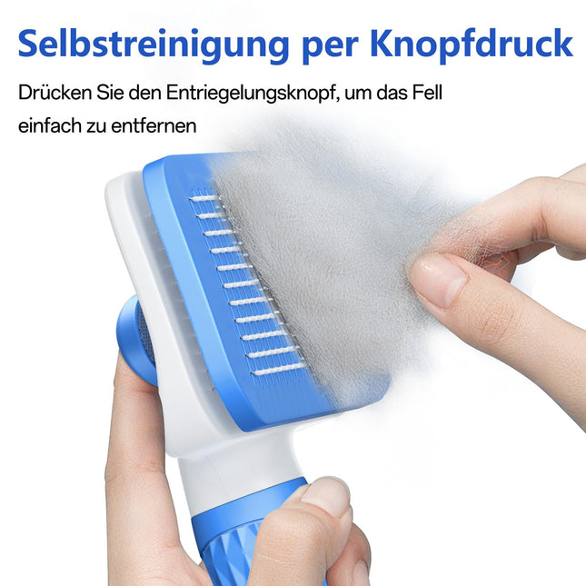 ACE2ACE Haustier Hundebürste Katzenbürste, Haustier Bürsten, Hundebürste Katzenbürste für Langhaar und Kurzhaar, Sauberes Haustierhaar von der Bürste mit Einem Knopf, Blau