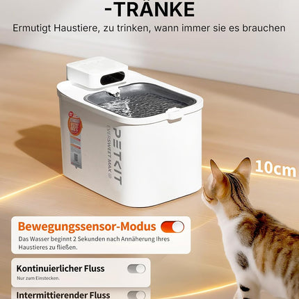 PETKIT Intelligent Pet Drinking Fountain, 3L Stainless Steel & BPA-Free, Quiet 26 dB with Motion Sensor, Long Battery Life, Dishwasher Safe, Whisper Quiet Cat Fountain Dog Drinking Fountain