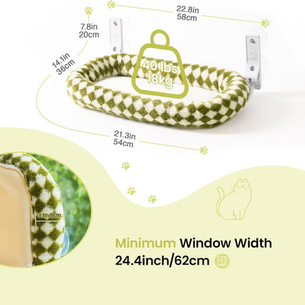 EDAGNY Katzen Hängematte Fenster Großes mit Waschbar Dickem Bezug - Faltbare Hängematte Katze Fenster Stabil für Katzen Robust hält 18kg (Schachbrett, M)