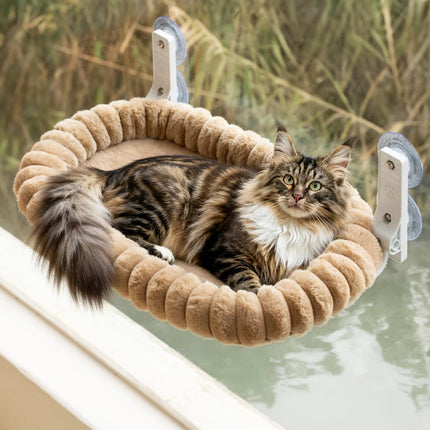 EDAGNY Katzen Fensterliege Hängematte Weich mit Abnehmbarem Wendebezug - Groß 58x36cm Katzenbett Katzen Hängematte Fenster mit Stabiles Stahlgestell Halt bis 18kg, Grün L