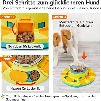 Potaroma Hundespielzeug Intelligenz, Hunde Intelligenzspielzeug 2 Ebenen Puzzle-Spielzeug, langsamer Feeder & Leckerli-Futterspielzeug, geeignet für kleine, mittlere & große Hunde, 10,7 cm Höhe