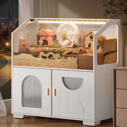 BUCATSTATE Hamster Cage with Base Cabinet and Wheels (White 0.5㎡)
