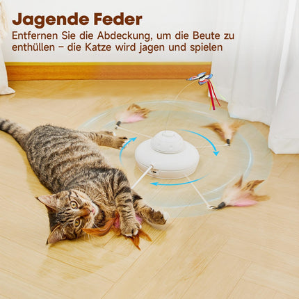 Potaroma Katzenspielzeug Selbstbeschäftigung, wiederaufladbar Elektrisch 3-in-1 Versteckspiel Kätzchen Interaktives Spielzeug für Indoor Cats, flatternder Schmetterling, bewegliche Feder Geräusch
