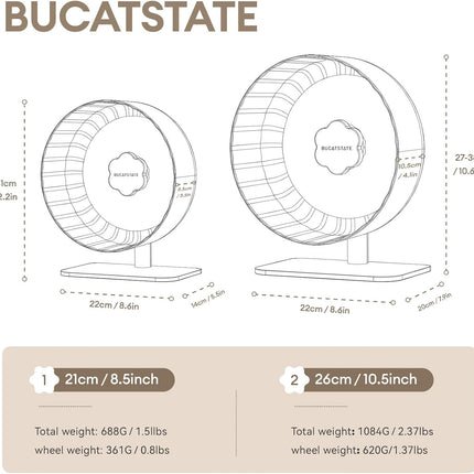 BUCATSTATE Hamster Wheel, 26 cm Running Wheel, Hamster Quiet Hamster Toy, Non-Slip Running Disc for Mouse, Small Animal, Pet (Transparent)