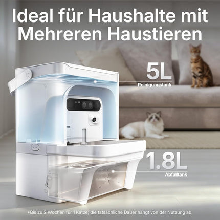 PETKIT EverSweet Ultra Cat Drinking Fountain with AI Camera, 5L Fresh/Waste Water Separation, Filterless Design, Automatic Water Dispenser for Cats and Small Dogs, App Control, 5GHz/2.4GHz WiFi