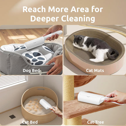 ACE2ACE Mini Fusselrolle Wiederverwendbar, Tierhaarentferner & Katzenhaarentferner für Kleidung, Kleiderbürste mit Selbstreinigung für kleine Flächen, Hundebett, Katzenbett, Kratzbaum & Sofa,Weiß