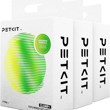 PETKIT 5-in-1 Mixed Cat Litter, Flushable, Odourless, Activated Carbon, Extremely Absorbent and Quick Drying Tofu Cat Litter (3 x Bags 2.4 kg / Bag)