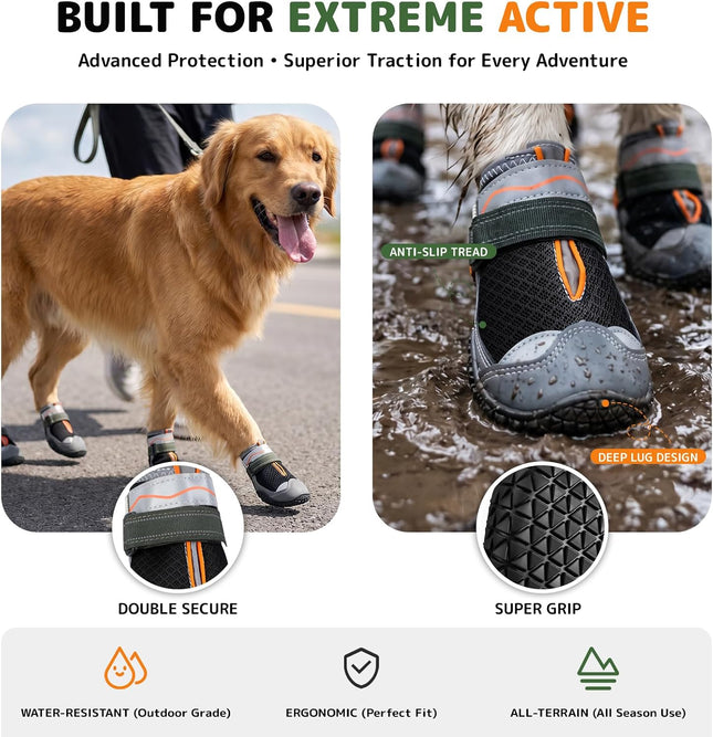 Gimars Paw Protector Dog Shoes, Waterproof and Non-Slip, Breathable for Outdoor and Hot Walkways, with Reflective Straps for Small Medium Large Dogs, Set of 2, Black #5
