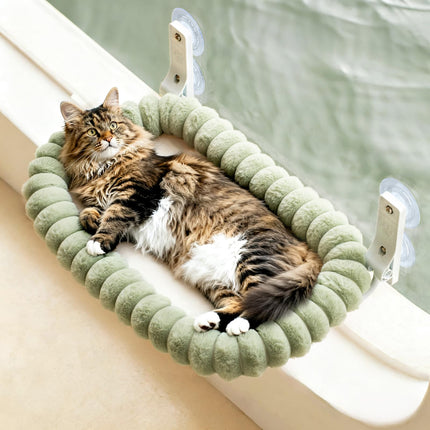 Stilvoll Katzen Fensterliege Hängematte Weich mit Abnehmbarem Wendebezug - Katzen Hängematte Fenster mit Stabiles Stahlgestell Halt bis 18kg (Grau, M)