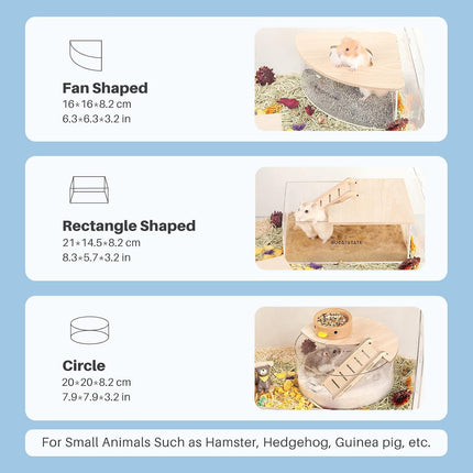 BUCATSTATE Sand Bath Container for Hamster with Ladder - Acrylic Shower and Dig Room Cat Litter Tray for Mice, Lemmings, Gerbils, Small Animals (Rectangular)