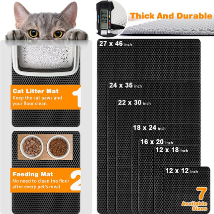 Katzenklo Matte 40X50cm, Doppelschicht EVA Katzenstreumatte Wasserundurchlässig - Geruchsneutral mit Anti-Rutsch Katzenmatte, Einfache Reinigung katzenklomatte für Alle Katzen