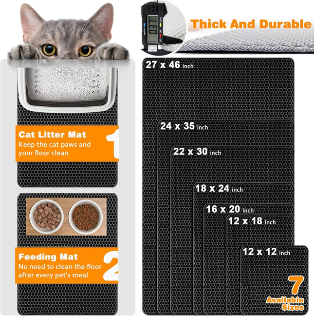 Katzenklo Matte 40X50cm, Doppelschicht EVA Katzenstreumatte Wasserundurchlässig - Geruchsneutral mit Anti-Rutsch Katzenmatte, Einfache Reinigung katzenklomatte für Alle Katzen