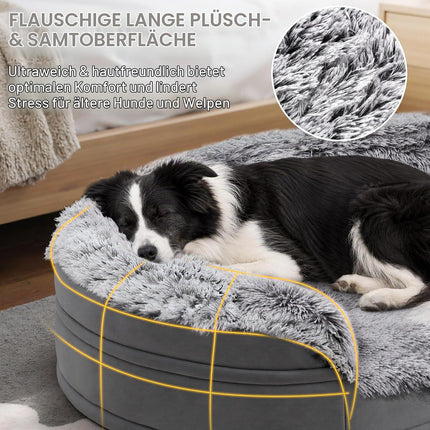 Gimars 9.5 cm Thick L Orthopaedic Dog Bed for Very Large Dogs, Supportive Dog Sofa with 28D Egg Carton Foam, Removable Washable Plush Cover, Waterproof Inner Cover, Semicircular