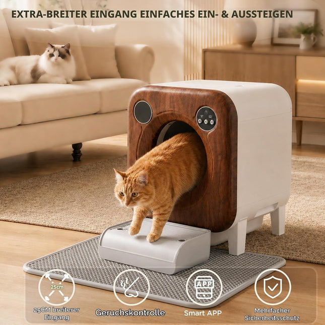 Gimars XXL 90L Self-Cleaning Cat Litter Tray with App Control, Automatic Cat Litter Tray with Mat, Bin Liners & Footboard, Triple Sensor and Odour Control for Kittens, Old & Multiple Cats