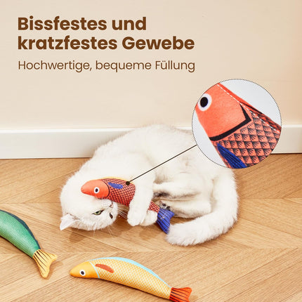 Potaroma Katzenspielzeug Set, 3er Fisch Kicker mit Katzenminze & Knistergeräusch, Weiches Interaktives Spielzeug für Katzen, Selbstbeschäftigung & Intelligenztraining für Alle Rassen