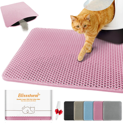Katzenklo Matte 40X50cm, Doppelschicht EVA Katzenstreumatte Wasserundurchlässig - Geruchsneutral mit Anti-Rutsch Katzenmatte, Einfache Reinigung katzenklomatte für Alle Katzen