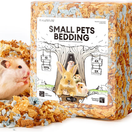 BUCATSTATE Hamster Litter, 15 L, Really 99.9% Dust-Free Paper Bedding for Rodents with Odour Control, Small Animal Litter, Dwarf Hamster Litter for Mice, Gerbils, Rats (Harvest Sunset)