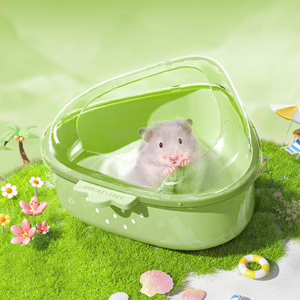 BUCATSTATE Hamster Sand Bathroom, Hamster Sand Bath Sandpit Toilet with Shovel Sand Dry Bath Container for Chinchilla, Golden Bears, Gerbil (STABERPINK-L)