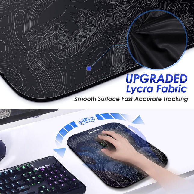 Gimars Mouse Mat with Gel Cushion, Ergonomic Mouse Mat with Hand Rest, Gel Memory Foam Waterproof Mouse Pads with Wrist Rest for Computer Laptop Offfice Home Topographic Map