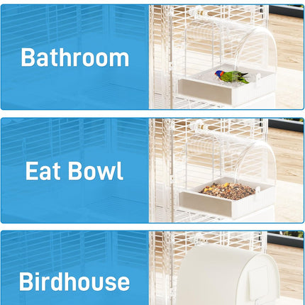 BUCATSTATE Hanging Bath House for Bird Cage, 3 in 1 Bird Bathtub, Bowl, House Bird Bath Bowl, Bird Cage Accessories for Lovebirds, Finches, Parakeets, Mannikin
