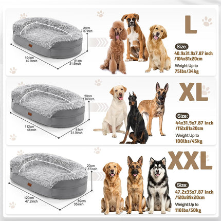 Gimars 9.5 cm Thick L Orthopaedic Dog Bed for Very Large Dogs, Supportive Dog Sofa with 28D Egg Carton Foam, Removable Washable Plush Cover, Waterproof Inner Cover, Semicircular