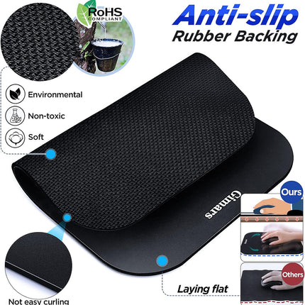 Gimars Mouse Mat with Gel Cushion, Ergonomic Mouse Pad with Hand Rest, Gel Memory Foam Waterproof Mouse Pads with Wrist Rest for Computer Laptop Offfice Home, Black