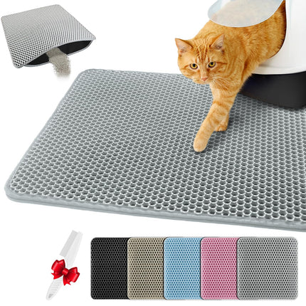 Katzenklo Matte 40X50cm, Doppelschicht EVA Katzenstreumatte Wasserundurchlässig - Geruchsneutral mit Anti-Rutsch Katzenmatte, Einfache Reinigung katzenklomatte für Alle Katzen