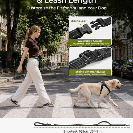 Gimars Free Handle Dog Lead for Hanging and Jogging