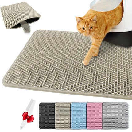 Katzenklo Matte 30X30cm, Doppelschicht EVA Katzenstreumatte Wasserundurchlässig - Geruchsneutral mit Anti-Rutsch Katzenmatte, Einfache Reinigung katzenklomatte für Alle Katzen