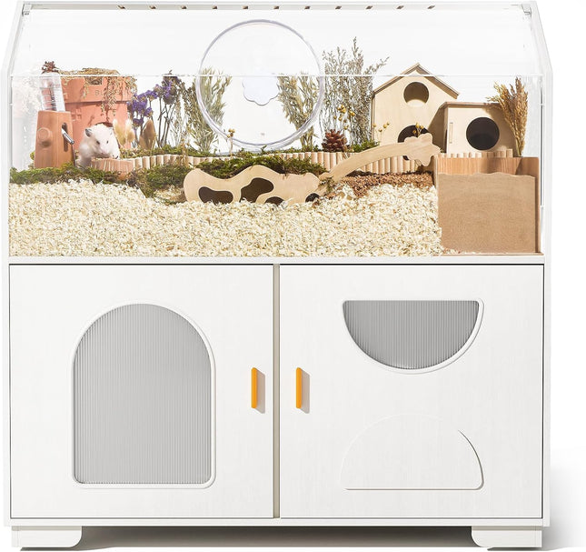 BUCATSTATE Hamster Cage with Base Cabinet and Wheels (White 0.5㎡)