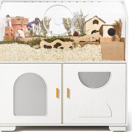 BUCATSTATE Hamster Cage with Base Cabinet and Wheels (White 0.5㎡)