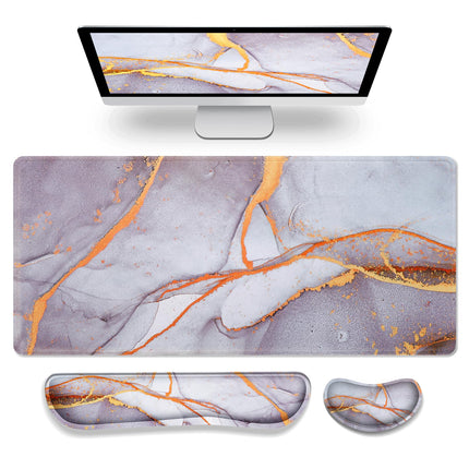 Gimars 4-in-1 XXL Gaming Mouse Mat with Gel Cushion, Ergonomic Wrist Rest Keyboard, 800 x 305 mm Mousepad, Table Mat, Gaming Accessories, Wrist Rest for PC, MacBook, Laptop, Topographic Map