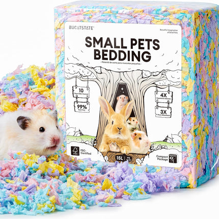 BUCATSTATE Hamster Litter, 15 L, Really 99.9% Dust-Free Paper Bedding for Rodents with Odour Control, Small Animal Litter, Dwarf Hamster Litter for Mice, Gerbils, Rats (Party Confetti)