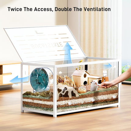 BUCATSTATE Hamster Cage Metal 2.0 - Small Animal Habitats Large Stackable with Double Door 100 L x 50 W x 52.5 H cm for Dwarf Hamsters, Rodents, Mice (0.5 m², White)