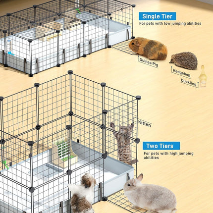 BUCATSTATE Guinea Pig Cage with Waterproof Mat, 20 Panels Playpen for Small Animal Enclosure with 2 Doors, C&C Enclosure for Hedgehogs, Puppies, Kittens, Chickens (120 x 60 x 30 cm)
