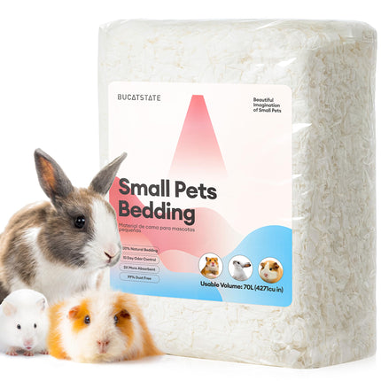 BUCATSTATE Hamster Litter, 101 L, Paper Bedding for Small Animals, Particularly Absorbent & 99.9% Dust-Free Small Animal Litter for Guinea Pigs, Rabbits, Pets, Mice, Gerbils, Rodents (White)