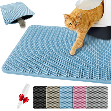 Katzenklo Matte 40X50cm, Doppelschicht EVA Katzenstreumatte Wasserundurchlässig - Geruchsneutral mit Anti-Rutsch Katzenmatte, Einfache Reinigung katzenklomatte für Alle Katzen