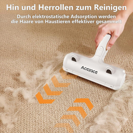 ACE2ACE Tierhaarentferner Fusselrolle, Fusselrolle für Hundehaare und Katzenhaare Wiederverwendbar, Fusselbürste für Tierhaar, für Sofa, Bett, Teppich, Kratzbaum, weiß