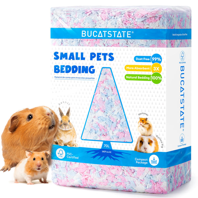 BUCATSTATE Hamster Litter, 15 L, Really 99.9% Dust-Free Paper Bedding for Rodents with Odour Control, Small Animal Litter, Dwarf Hamster Litter for Mice, Gerbils, Rats (Party Confetti)