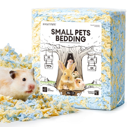 BUCATSTATE Hamster Litter, 15L, 99% Dust-Free Guinea Pig Paper, Bedding, Odour Control, Cosy Small Animal Bedding for Rabbits, Rats, Syrian Dwarf Hamsters, Gerbils