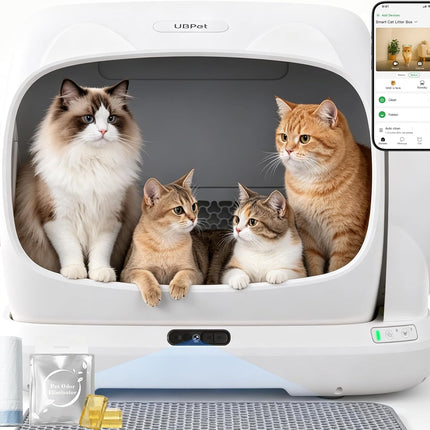 UBPET C41 Pro Cat Litter Tray Self-Cleaning with Camera, XXXL Self-Cleaning Cat Litter Tray with App Control, Precise Multi-Cat Detection, Automatic Cat Litter Tray for Multiple Cats