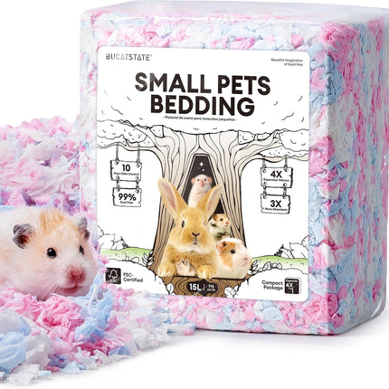 BUCATSTATE Hamster Litter, 15L, 99% Dust-Free Guinea Pig Paper, Bedding, Odour Control, Cosy Small Animal Bedding for Rabbits, Rats, Syrian Dwarf Hamsters, Gerbils