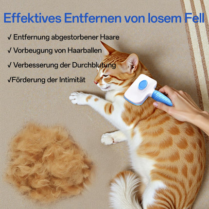 ACE2ACE Haustier Hundebürste Katzenbürste, Haustier Bürsten, Hundebürste Katzenbürste für Langhaar und Kurzhaar, Sauberes Haustierhaar von der Bürste mit Einem Knopf, Blau