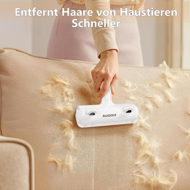 ACE2ACE Tierhaarentferner Fusselrolle, Fusselrolle für Hundehaare und Katzenhaare Wiederverwendbar, Fusselbürste für Tierhaar, für Sofa, Bett, Teppich, Kratzbaum, weiß