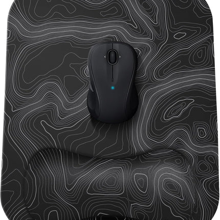 Gimars Mouse Mat with Gel Cushion, Ergonomic Mouse Mat with Hand Rest, Gel Memory Foam Waterproof Mouse Pads with Wrist Rest for Computer Laptop Offfice Home Topographic Map