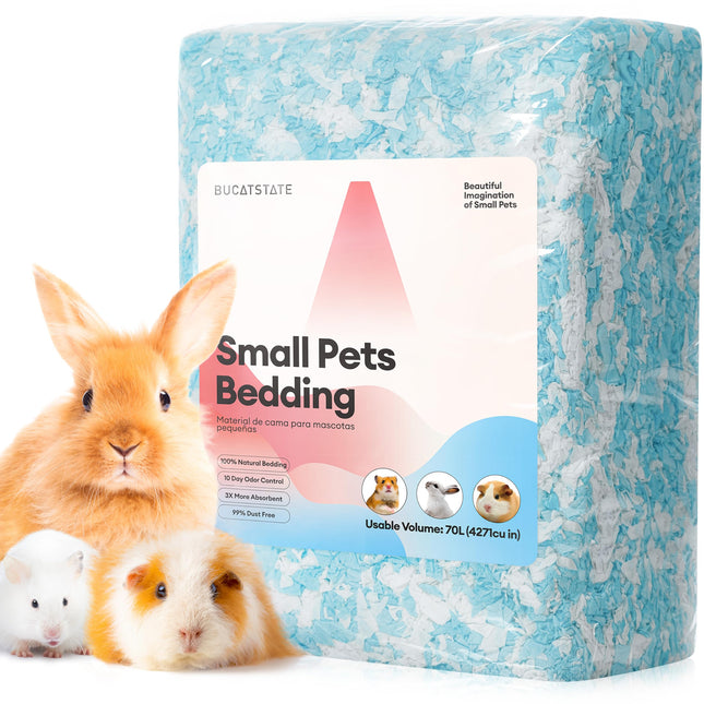 BUCATSTATE Hamster Litter, 101 L, Paper Bedding for Small Animals, Particularly Absorbent & 99.9% Dust-Free Small Animal Litter for Guinea Pigs, Rabbits, Pets, Mice, Gerbils, Rodents (White)