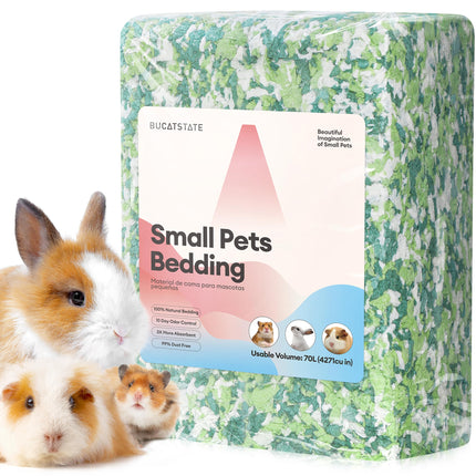 BUCATSTATE Hamster Litter, 70 L, Paper Bedding for Small Animals, Particularly Absorbent & 99.9% Dust-Free Small Animal Litter for Guinea Pigs, Rabbits, Pets, Mice, Gerbils, Rodents (White)