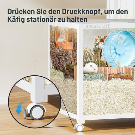 BUCATSTATE Universal Wheel and Stacker Accessories, Cage Accessories that Supports Moving and Stacking, Only for BUCATSTATE Hamster Cage 3.0, Does not apply to Cage 2.0 (White)